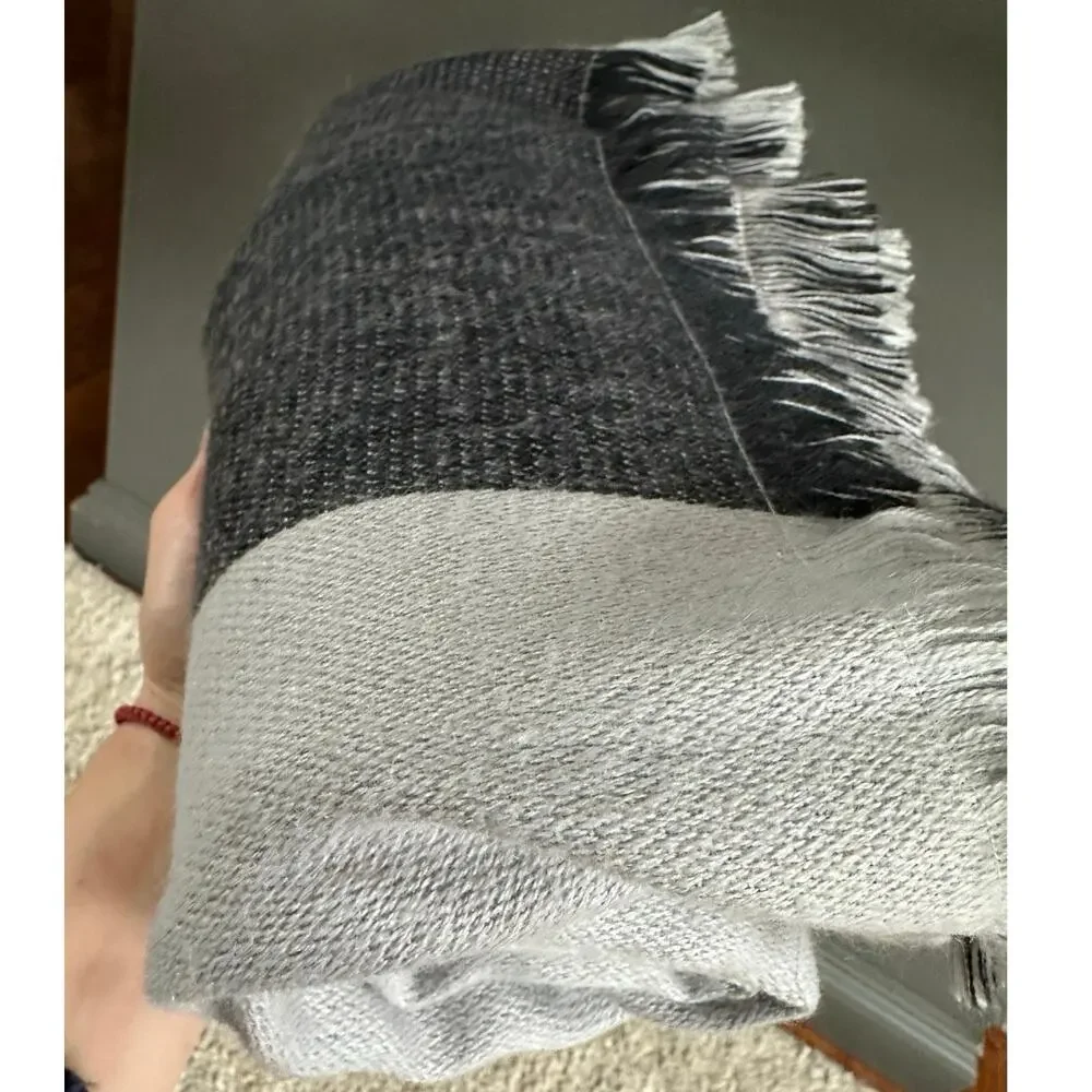 Shupaca alpaca blend throw blanket gray fringed 50x72”